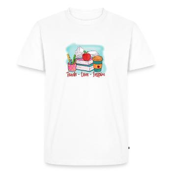 Enseignants Enseignants École Enseignants Personnel enseignant - T-shirt Premium bio Homme - blanc - Devant - Nico (187cm)