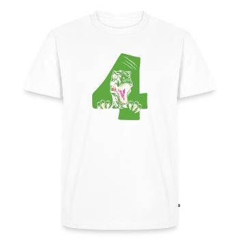 Enfants 4ème anniversaire 4 ans Dino Dinosaur - T-shirt Premium bio Homme - blanc - Devant - Nico (187cm)