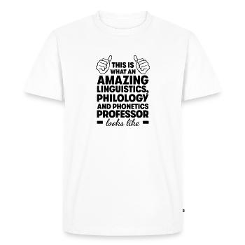 Professeur de linguistique, philologie et phonétique - T-shirt Premium bio Homme - blanc - Devant - Nico (187cm)