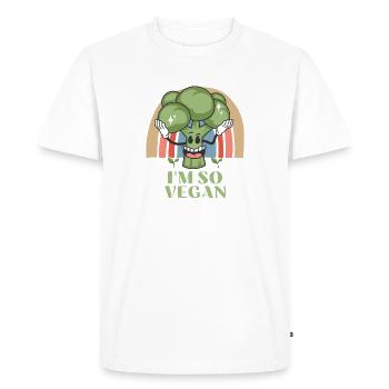 Broccoli Vegetables Vegan - Men's Premium Organic T-Shirt - white - Front - Nico (187cm)