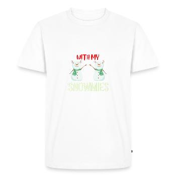 Snowman chillin with my Snowmies - Men's Premium Organic T-Shirt - white - Front - Nico (187cm)