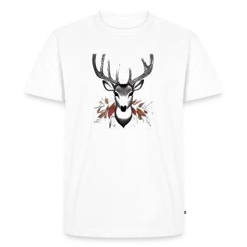 Deer's head in autumn Deer Antlers Goat Fawn 1 - Men's Premium Organic T-Shirt - white - Front - Nico (187cm)