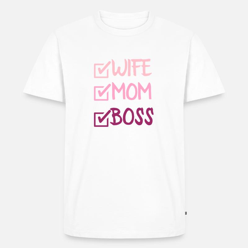 EHEFRAU MUTTER CHEF - Männer Premium Bio T-Shirt - Weiß