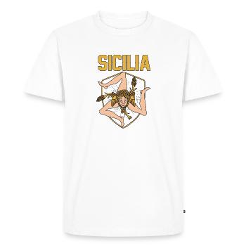 Sicily flag Sicily Palermo Italy - Men's Premium Organic T-Shirt - white - Front - Nico (187cm)