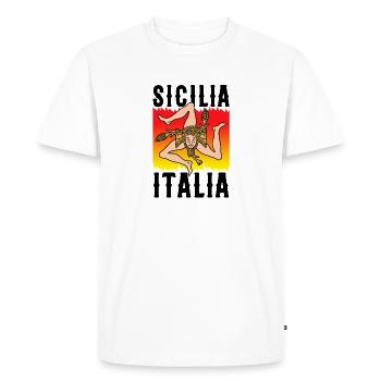 Sicily flag Sicily Palermo Italy - Men's Premium Organic T-Shirt - white - Front - Nico (187cm)