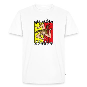 Sicily flag Sicily Palermo Italy - Men's Premium Organic T-Shirt - white - Front - Nico (187cm)