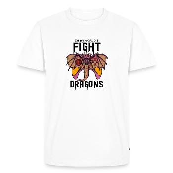 In my world I fight - Men's Premium Organic T-Shirt - white - Front - Nico (187cm)