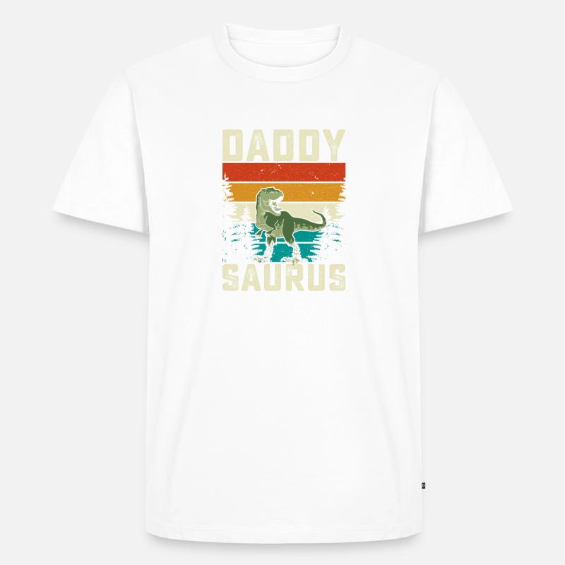 Daddy Saurus - Männer Premium Bio T-Shirt - Weiß