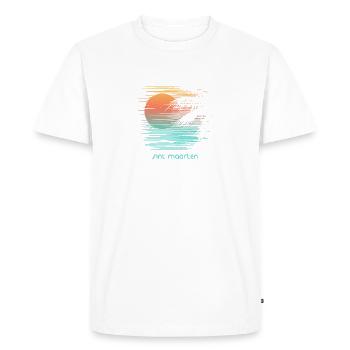 Artistic Sint Maarten Palm Tree Vacation Souvenir - Men's Premium Organic T-Shirt - white - Front - Nico (187cm)