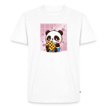 Cute Kawaii Panda Who Eats Waffle Anime Manga - Men's Premium Organic T-Shirt - white - Front - Nico (187cm)