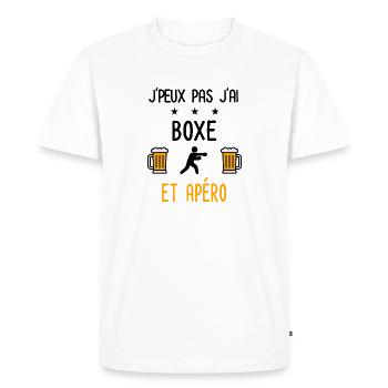 J'peux pas j'ai boxe boxeur apéro - T-shirt Premium bio Homme - blanc - Devant - Nico (187cm)