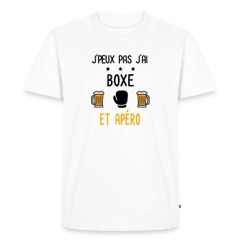 J'peux pas j'ai boxe gants apéro - T-shirt Premium bio Homme - blanc - Devant - Nico (187cm)