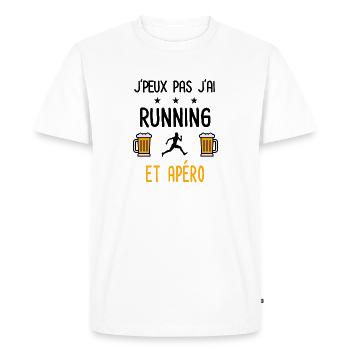 J'peux pas j'ai running courir apéro - T-shirt Premium bio Homme - blanc - Devant - Nico (187cm)