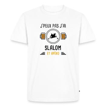 j'peux pas j'ai slalom apéro cadeau - T-shirt Premium bio Homme - blanc - Devant - Nico (187cm)