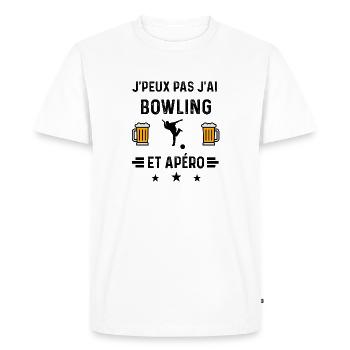 j'peux pas bowling boule apéro - T-shirt Premium bio Homme - blanc - Devant - Nico (187cm)