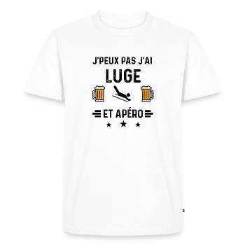 j'peux pas luge apéro - T-shirt Premium bio Homme - blanc - Devant - Nico (187cm)
