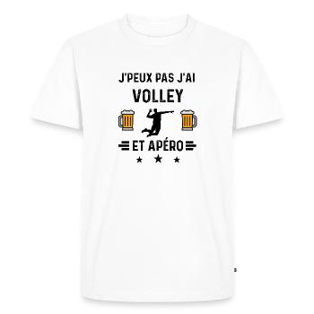 j'peux pas volley apéro - T-shirt Premium bio Homme - blanc - Devant - Nico (187cm)