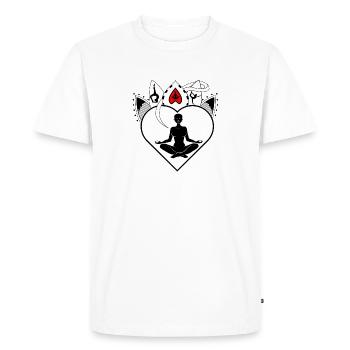 Mon cœur bat pour le yoga et la méditation - T-shirt Premium bio Homme - blanc - Devant - Nico (187cm)