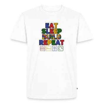 Drôle Manger Dormir Construire Répéter Blocs de construction Hommes - T-shirt Premium bio Homme - blanc - Devant - Nico (187cm)