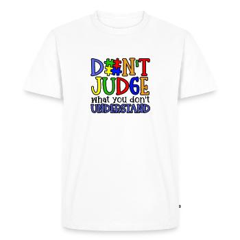 Autism Awareness – Don't Condemn What - Men's Premium Organic T-Shirt - white - Front - Nico (187cm)