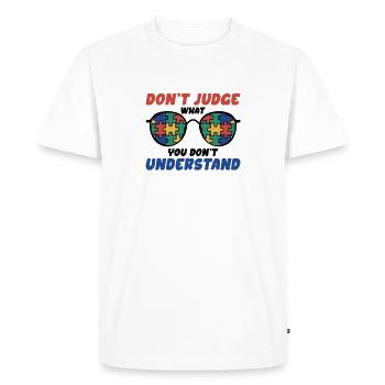 Autism Awareness – Don't Condemn What - Men's Premium Organic T-Shirt - white - Front - Nico (187cm)