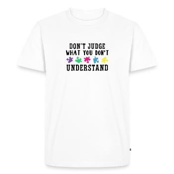 Autism Awareness – Don't Condemn What - Men's Premium Organic T-Shirt - white - Front - Nico (187cm)