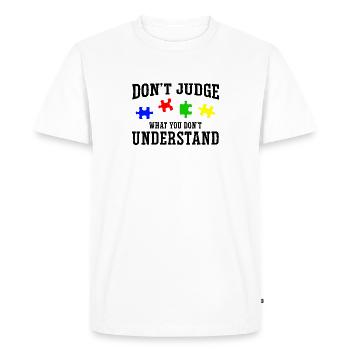 Autism Awareness – Don't Condemn What - Men's Premium Organic T-Shirt - white - Front - Nico (187cm)