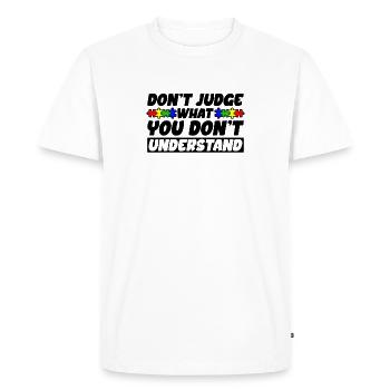 Autism Awareness – Don't Condemn What - Men's Premium Organic T-Shirt - white - Front - Nico (187cm)