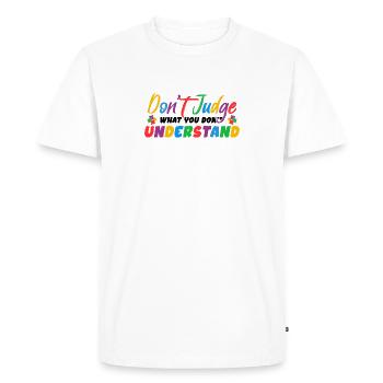 Autism Awareness – Don't Condemn What - Men's Premium Organic T-Shirt - white - Front - Nico (187cm)