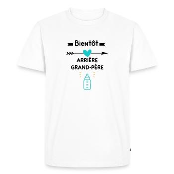 annonce grossesse Bientôt arrière-grand-père - T-shirt Premium bio Homme - blanc - Devant - Nico (187cm)