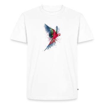 Aquarelle Coloré Écarlate Ara Perroquet Pantanal - T-shirt Premium bio Homme - blanc - Devant - Nico (187cm)