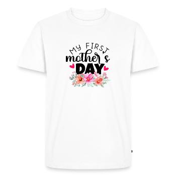 Mon premier jour Motners - T-shirt Premium bio Homme - blanc - Devant - Nico (187cm)