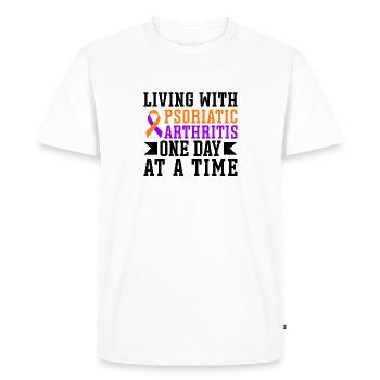 Vivre avec le rhumatisme psoriasique - un jour après l' - T-shirt Premium bio Homme - blanc - Devant - Nico (187cm)