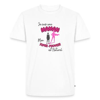 Maman, Mon Super-Pouvoir : Design Unique - T-shirt Premium bio Homme - blanc - Devant - Nico (187cm)