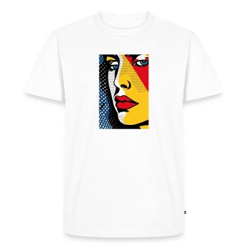 Drôle Pop Art Rétro Caché Triste - T-shirt Premium bio Homme - blanc - Devant - Nico (187cm)