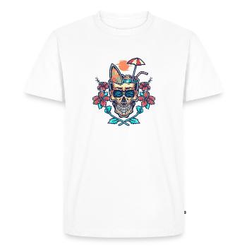 Skull summer beach - Men's Premium Organic T-Shirt - white - Front - Nico (187cm)