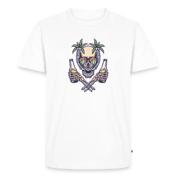 Skull summer beach - Men's Premium Organic T-Shirt - white - Front - Nico (187cm)