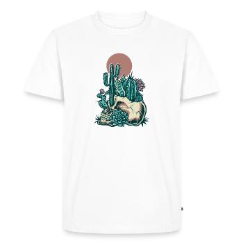 Crâne avec cactus - T-shirt Premium bio Homme - blanc - Devant - Nico (187cm)