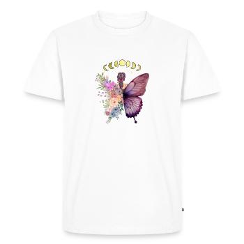 Woman and Butterfly, Flowers, Change, Beautiful - Men's Premium Organic T-Shirt - white - Front - Nico (187cm)