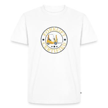 Forklift Job Chariot élévateur certifié - T-shirt Premium bio Homme - blanc - Devant - Nico (187cm)