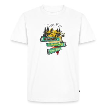 Randonnée Pêche au feu de camp - T-shirt Premium bio Homme - blanc - Devant - Nico (187cm)