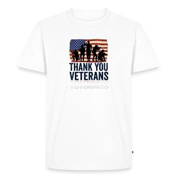 Patriotique MERCI AUX ANCIENS COMBATTANTS et aux soldats - T-shirt Premium bio Homme - blanc - Devant - Nico (187cm)