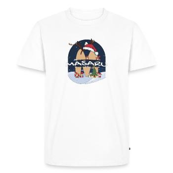 Impressionnant nom Masaru w chapeau de père Noël dans le thème de Noël - T-shirt Premium bio Homme - blanc - Devant - Nico (187cm)