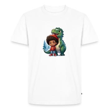 Dino Christmas Christmas Tree - Men's Premium Organic T-Shirt - white - Front - Nico (187cm)