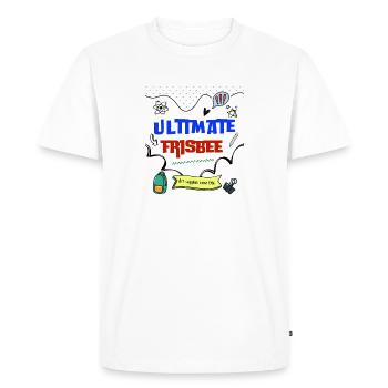 Ulti 55 White - Men's Premium Organic T-Shirt - white - Front - Nico (187cm)