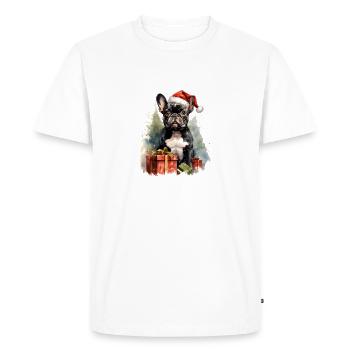 ErSa Solutions - Père Noël bouledogue français - T-shirt Premium bio Homme - blanc - Devant - Nico (187cm)