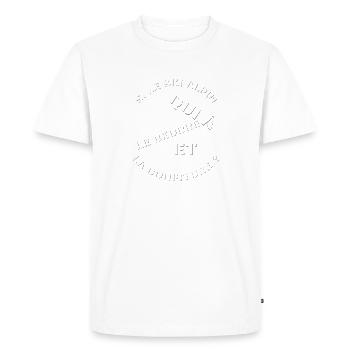 t-shirt humoristique, cadeau homme, femme, humour - T-shirt Premium bio Homme - blanc - Devant - Nico (187cm)