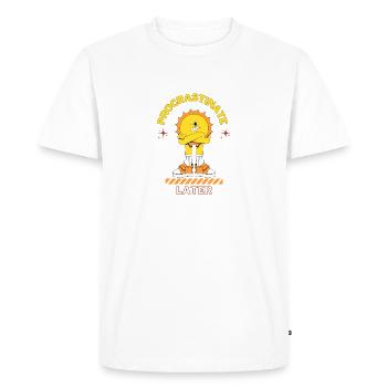 Procrastinate Later - Men's Premium Organic T-Shirt - white - Front - Nico (187cm)