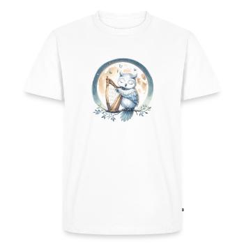 Hibou jouant de la harpe au clair de lune - T-shirt Premium bio Homme - blanc - Devant - Nico (187cm)