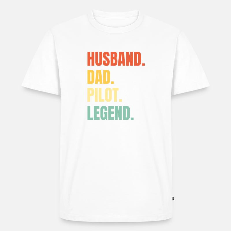 Husband Dad Pilot Legend - Männer Premium Bio T-Shirt - Weiß